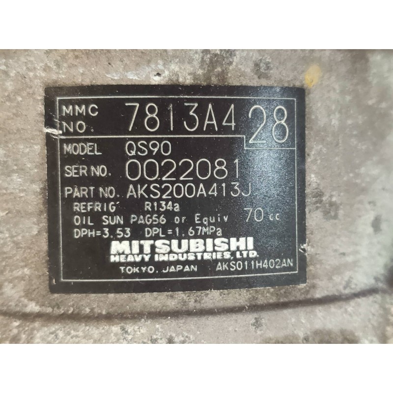 Recambio de compresor aire acondicionado para mitsubishi asx (ga0w) 1.8 di-d cat referencia OEM IAM 7813A428 AKS200A413J QS90