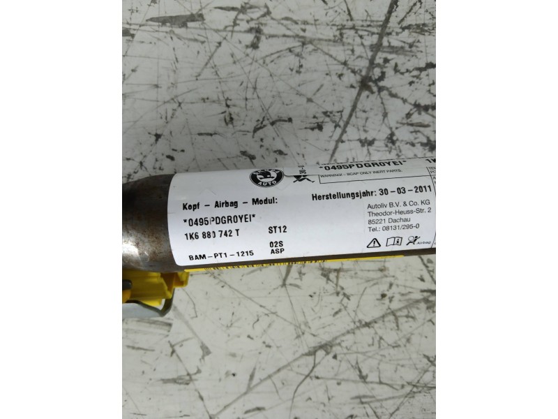 Recambio de airbag cortina delantero derecho para volkswagen golf vi (5k1) advance referencia OEM IAM 1K6880742T  