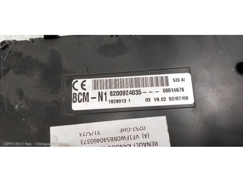 Recambio de modulo electronico para renault kangoo dynamique referencia OEM IAM 8200924035 BCMN1 
