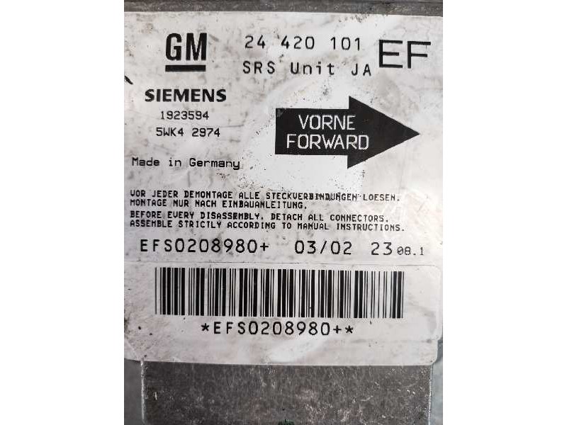 Recambio de centralita airbag para opel omega b elegance familiar referencia OEM IAM 5WK42974 1923594 24420101