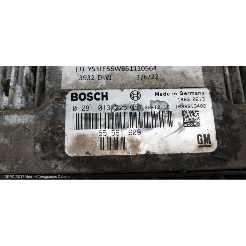 Recambio de centralita motor uce para saab 9-3 sport hatch 1.9 tid linear sport referencia OEM IAM 0281013225 55561909 