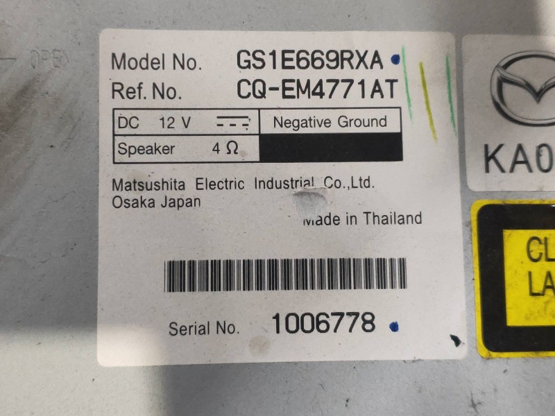 Recambio de sistema audio / radio cd para mazda 6 lim. (gh) 2.0 crtd 140cv active (5-ptas.) referencia OEM IAM GS1E669RXA CQEM47