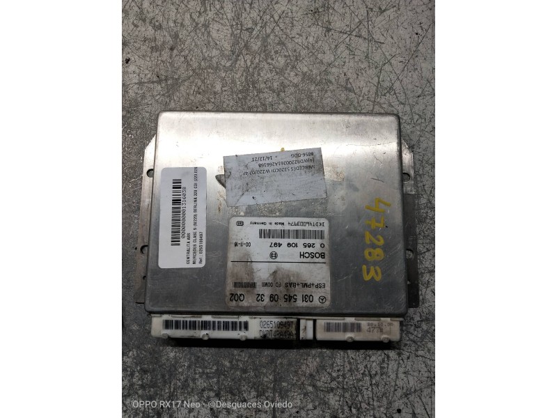 Recambio de centralita abs para mercedes clase s (w220) berlina 320 cdi (220.026) referencia OEM IAM 0265109497 0315450932Q02 