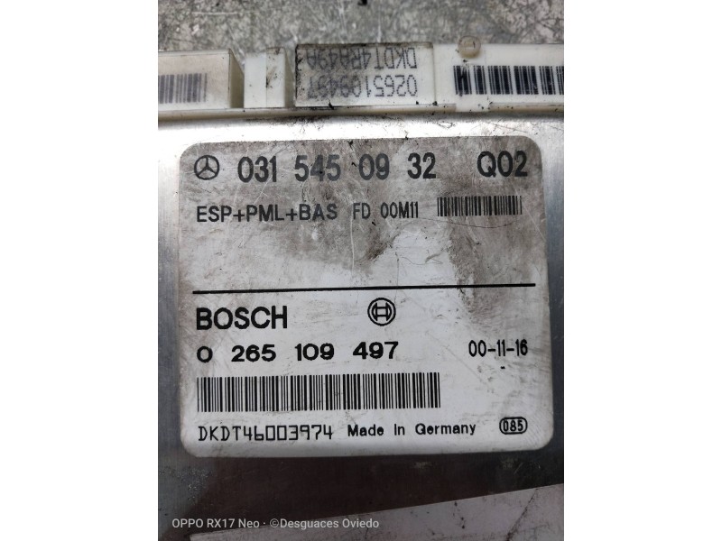 Recambio de centralita abs para mercedes clase s (w220) berlina 320 cdi (220.026) referencia OEM IAM 0265109497 0315450932Q02 