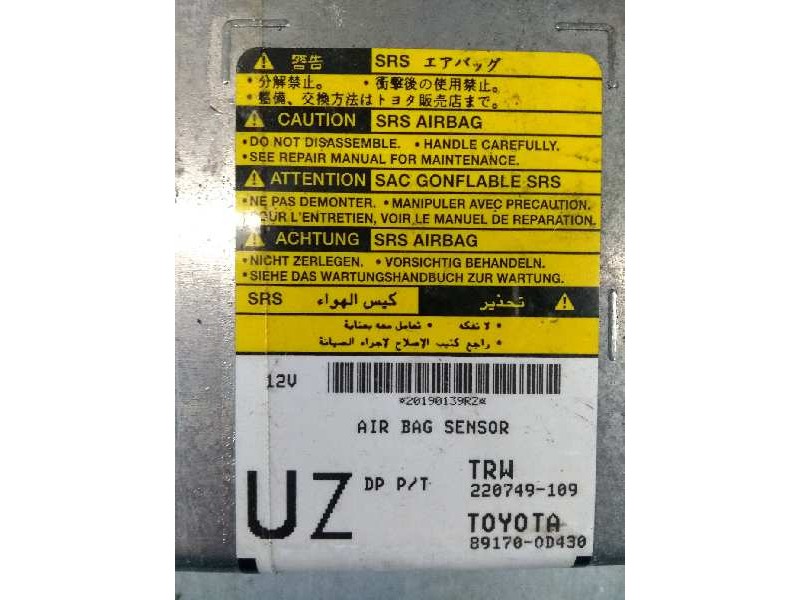 Recambio de centralita airbag para toyota yaris active referencia OEM IAM 220749109 891700D430 UZ 891700D480
