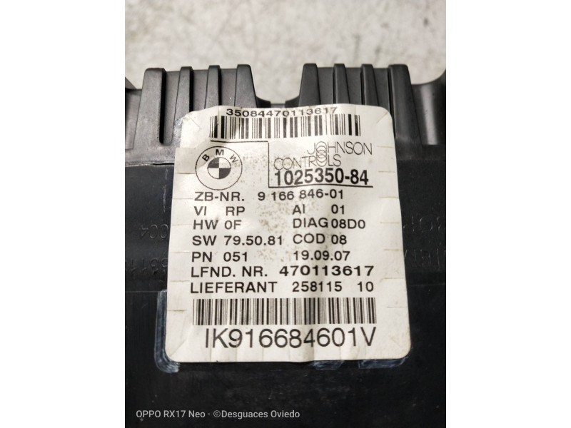 Recambio de cuadro instrumentos para bmw serie 3 berlina (e90) 318d referencia OEM IAM 102535084 IK916684601V 