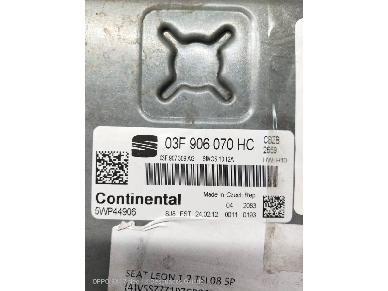 Recambio de centralita motor uce para seat leon (1p1) reference referencia OEM IAM 5WP44906 03F906070HC 