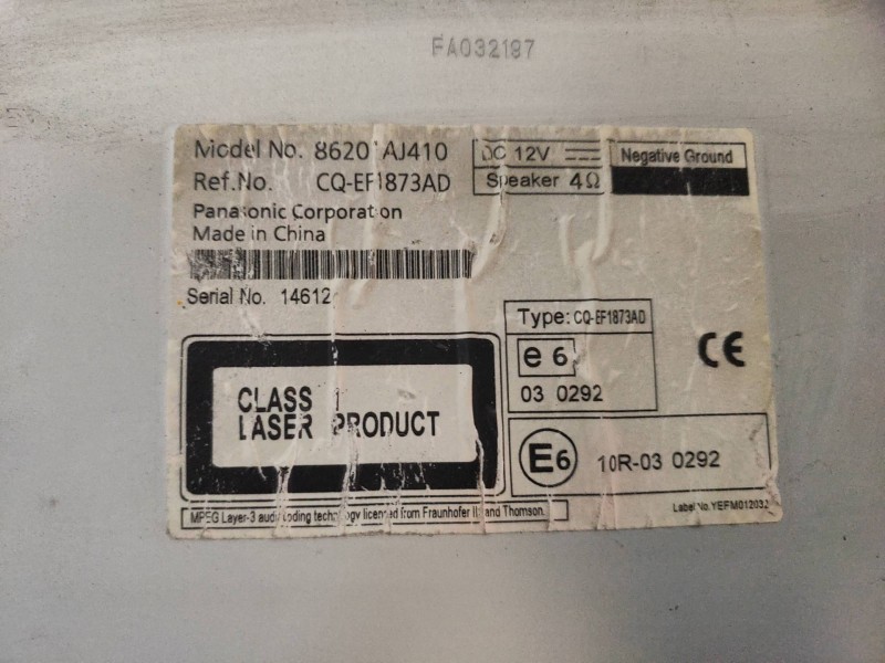 Recambio de sistema audio / radio cd para subaru legacy lim. b14 limited referencia OEM IAM 86201AJ410  