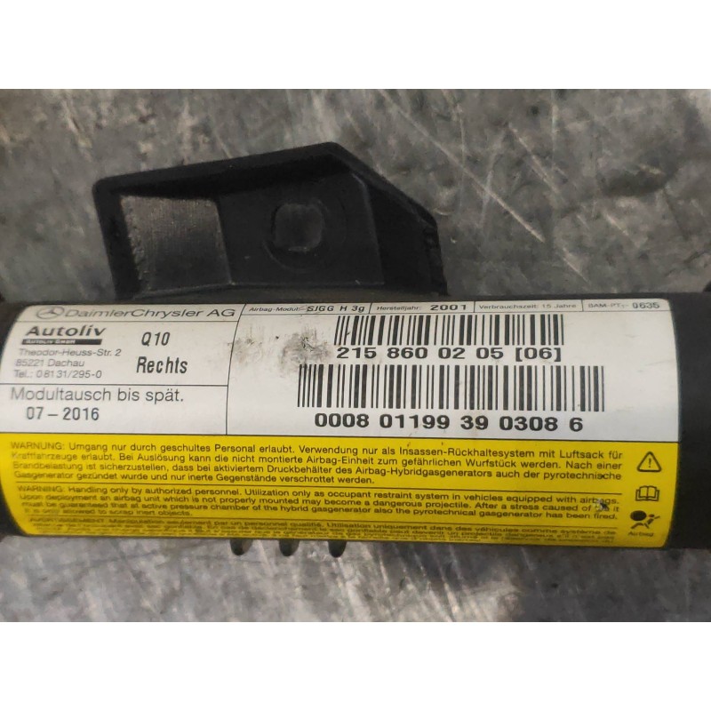 Recambio de airbag cortina delantero derecho para mercedes clase cl (w215) coupe 600 (215.378) referencia OEM IAM 2158600205  