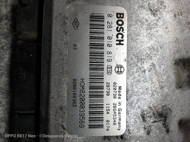 Recambio de centralita motor uce para renault scenic (ja..) 1.9 dci rt referencia OEM IAM 0281010819 HOM8200039569 8200166362 Recambio de centralita motor uce para renault scenic (ja..) 1.9 dci rt referencia OEM IAM 0281010819 HOM8200039569 8200166362