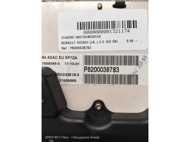 Recambio de cuadro instrumentos para renault scenic (ja..) 2.0 16v rxi referencia OEM IAM P8200038783 NS02338183 