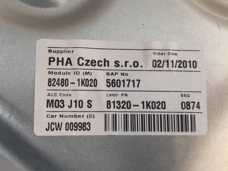 Recambio de elevalunas delantero derecho para hyundai ix20 gl classic referencia OEM IAM 824801K020  