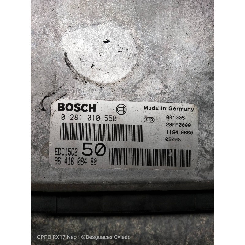 Recambio de centralita motor uce para citroen xsara coupe 2.0 hdi chrono referencia OEM IAM 0281010550 9641608480 EDC15