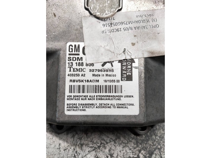 Recambio de centralita airbag para opel zafira b cosmo referencia OEM IAM 13188856 327963935 