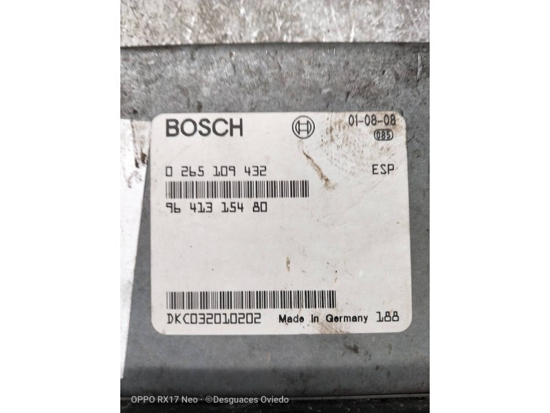 Recambio de centralita abs para peugeot 607 (s1) 3.0 v6 24v referencia OEM IAM 0265109432 9641315480 