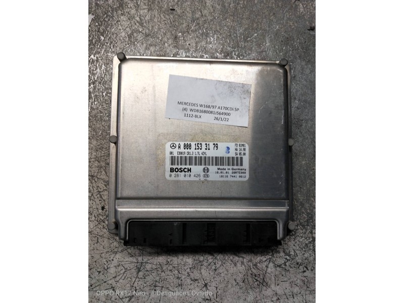 Recambio de centralita motor uce para mercedes clase a (w168) 1.7 cdi diesel cat referencia OEM IAM 0281010426 A0001533179 