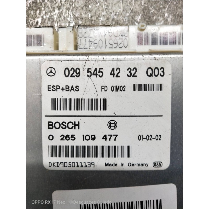 Recambio de centralita abs para mercedes clase a (w168) 1.7 cdi diesel cat referencia OEM IAM 0265109477 0295454232 
