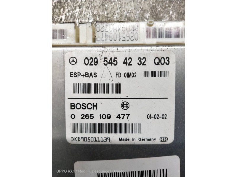 Recambio de centralita abs para mercedes clase a (w168) 1.7 cdi diesel cat referencia OEM IAM 0265109477 0295454232 