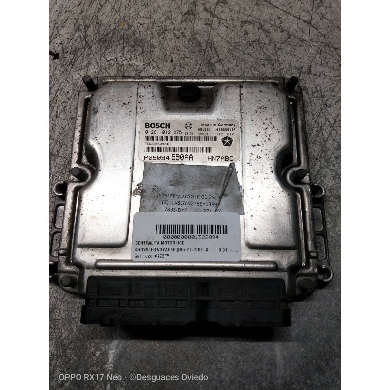 Recambio de centralita motor uce para chrysler voyager (rg) 2.5 crd lx referencia OEM IAM 0281012275 P05094590AA HN7ABO