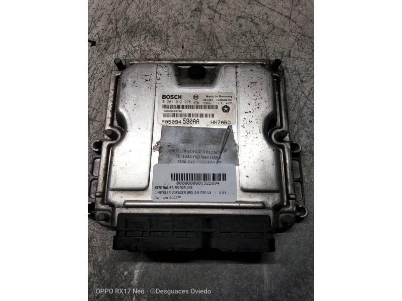 Recambio de centralita motor uce para chrysler voyager (rg) 2.5 crd lx referencia OEM IAM 0281012275 P05094590AA HN7ABO