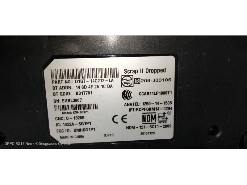 Recambio de modulo electronico para ford fiesta (ccn) trend referencia OEM IAM D1BT14D212LA  