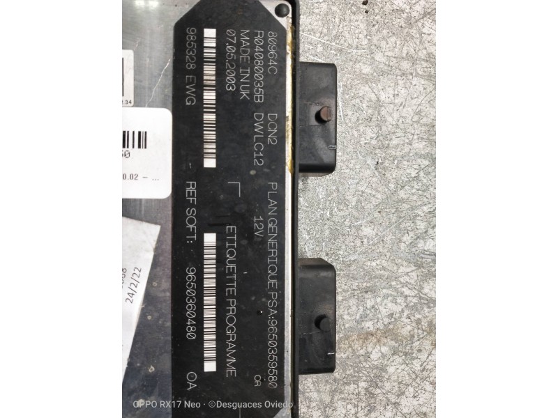 Recambio de centralita motor uce para citroen berlingo 1.9 d 600 furg. referencia OEM IAM R04080035B 9650360480 