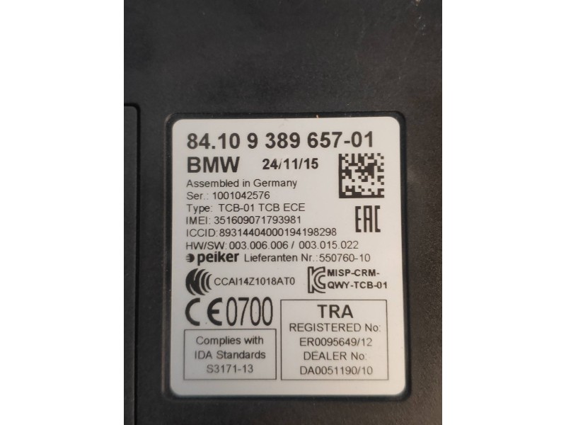 Recambio de modulo bluetooth para bmw serie 3 lim. (f30) 318d referencia OEM IAM 8410938965701  