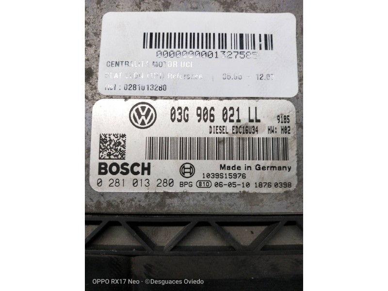 Recambio de centralita motor uce para seat leon (1p1) reference referencia OEM IAM 0281013280 03G906021LL 