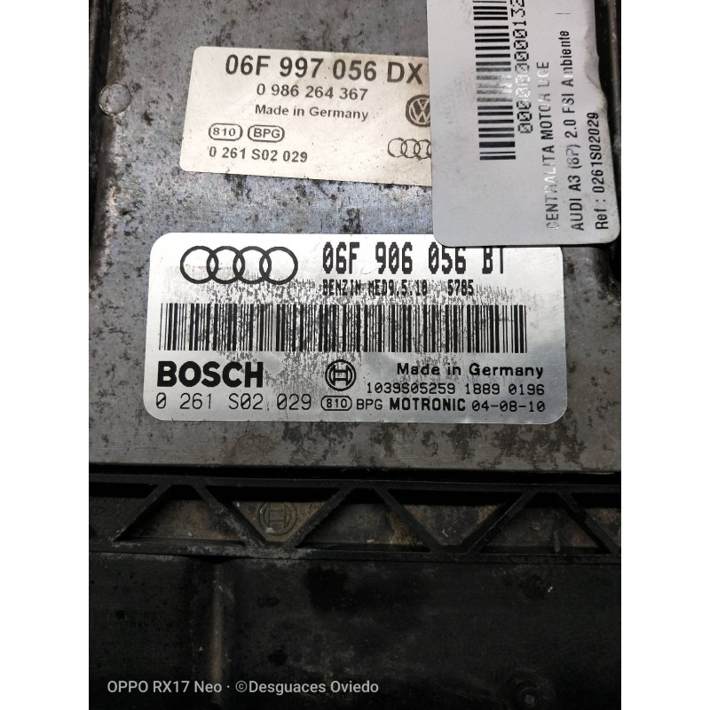 Recambio de centralita motor uce para audi a3 (8p) 2.0 fsi ambiente referencia OEM IAM 0261S02029 06F906056BT 