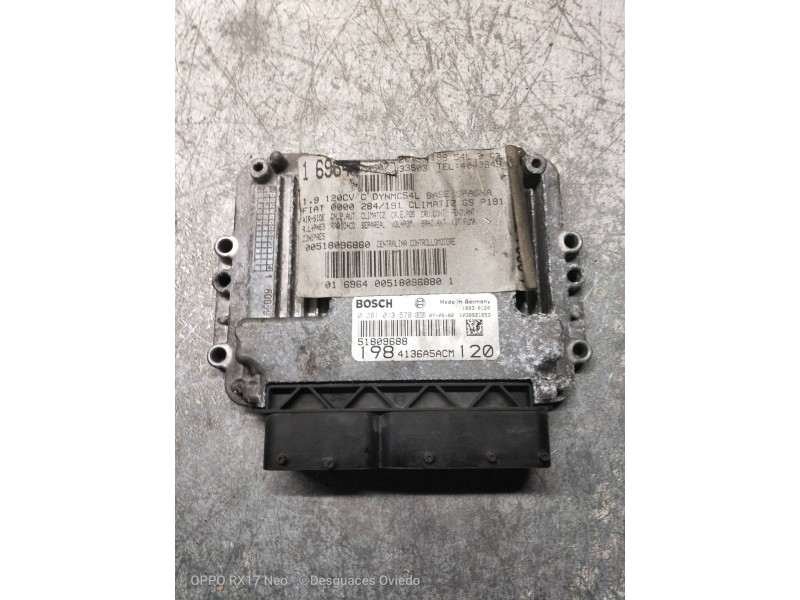 Recambio de centralita motor uce para fiat bravo (198) 1.9 8v dynamic multijet mit paket sport referencia OEM IAM 0281013579 518