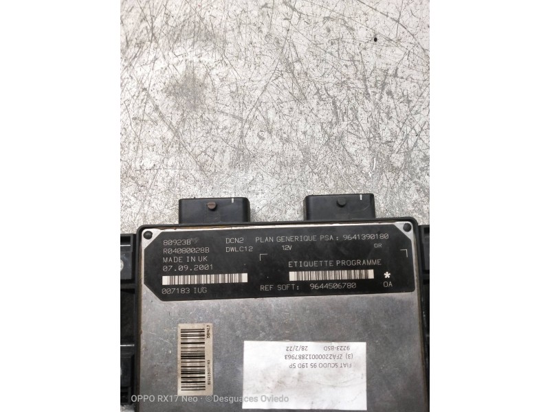 Recambio de centralita motor uce para fiat scudo (222) 1.9 d el caja cerrada referencia OEM IAM R04080028B 9641390180 
