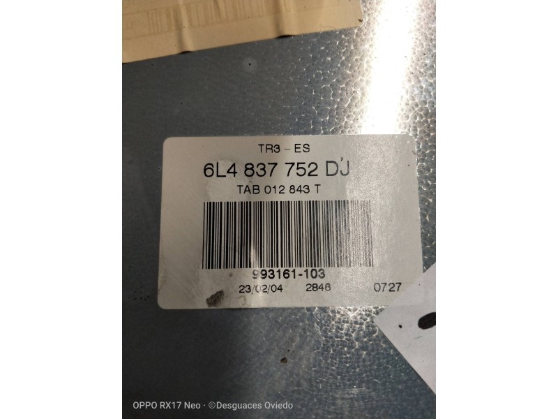 Recambio de elevalunas delantero derecho para seat cordoba berlina (6l2) signo/a referencia OEM IAM 6L4837752DJ  4P