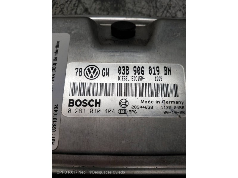 Recambio de centralita motor uce para volkswagen passat berlina (3b3) comfortline referencia OEM IAM 0281010404 038906019BN EDC1