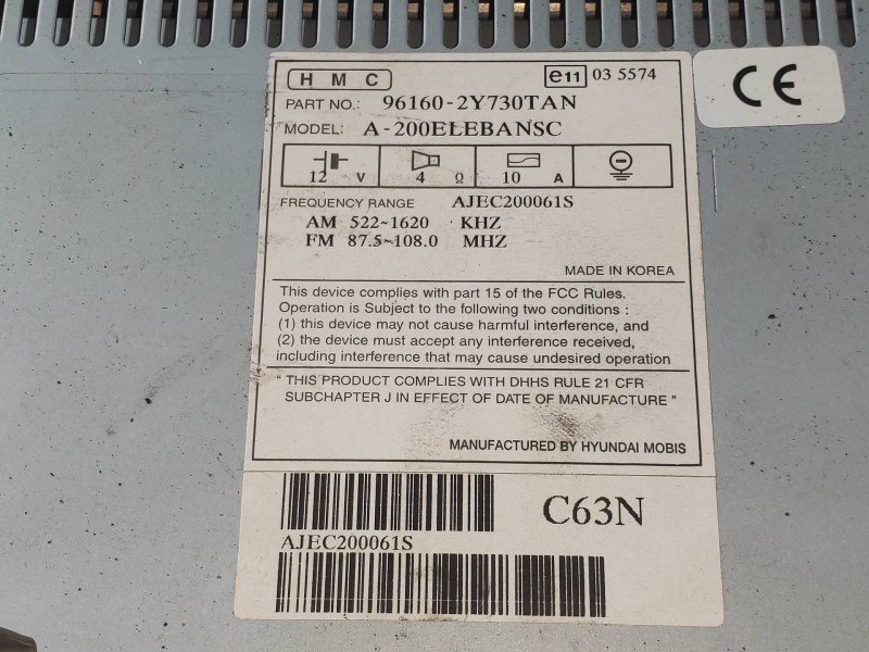 Recambio de sistema audio / radio cd para hyundai ix35 classic 2wd referencia OEM IAM 961602Y730TAN  
