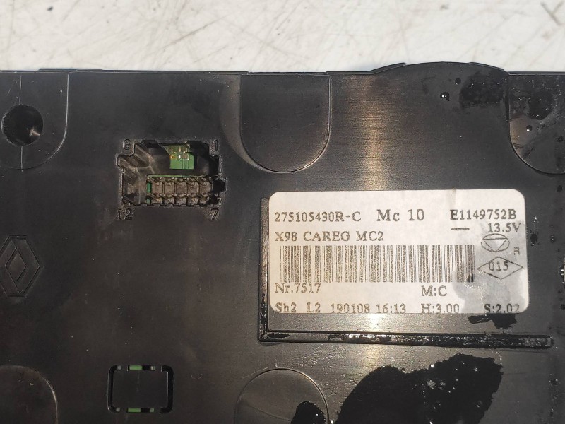Recambio de mando calefaccion / aire acondicionado para renault captur ii edition one referencia OEM IAM 275105430R E114952B 