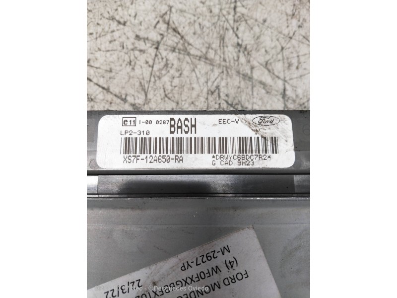 Recambio de centralita motor uce para ford mondeo berlina (gd) clx referencia OEM IAM XS7F12A650RA BASH 