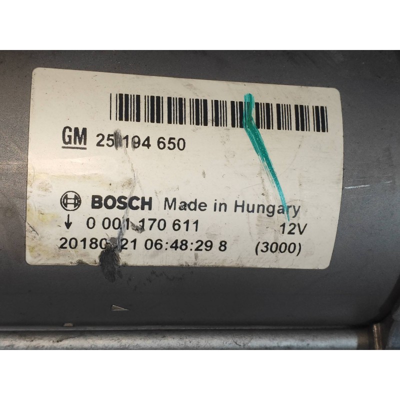 Recambio de motor arranque para opel mokka x color edition start/stop referencia OEM IAM 0001170611 25194650 