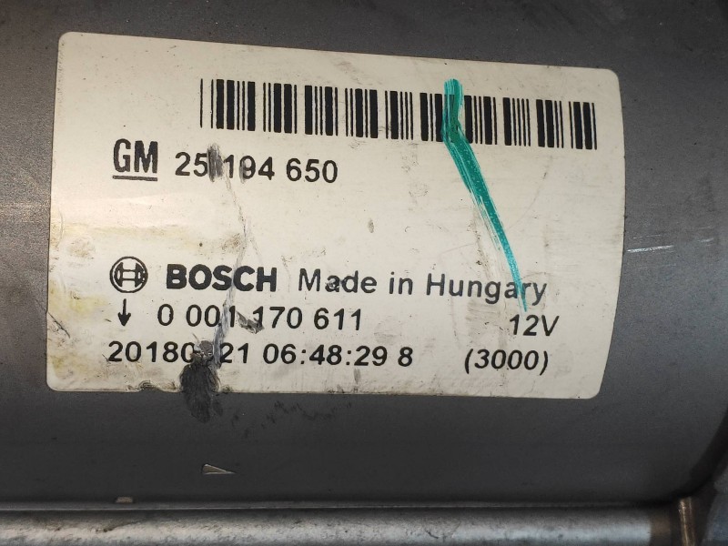 Recambio de motor arranque para opel mokka x color edition start/stop referencia OEM IAM 0001170611 25194650 