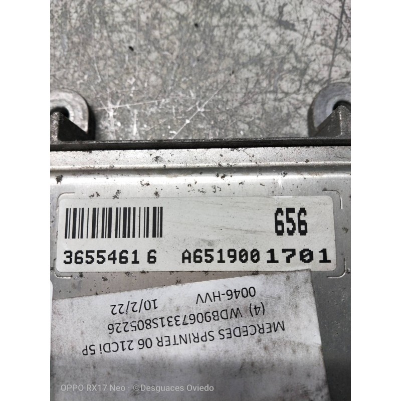 Recambio de centralita motor uce para mercedes sprinterii caja cerrada (desde 01.06) 2.1 cdi cat referencia OEM IAM A6519001701 
