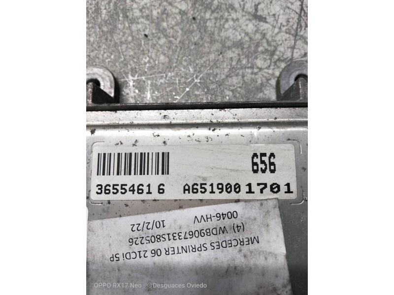 Recambio de centralita motor uce para mercedes sprinterii caja cerrada (desde 01.06) 2.1 cdi cat referencia OEM IAM A6519001701 