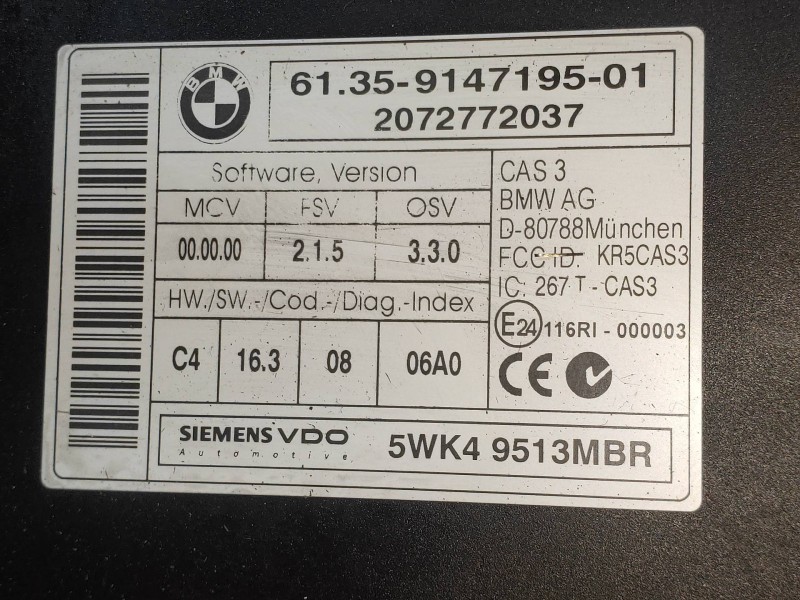 Recambio de modulo electronico para bmw serie 3 coupe (e92) 320d referencia OEM IAM 5WK49513MBR 61359147195 