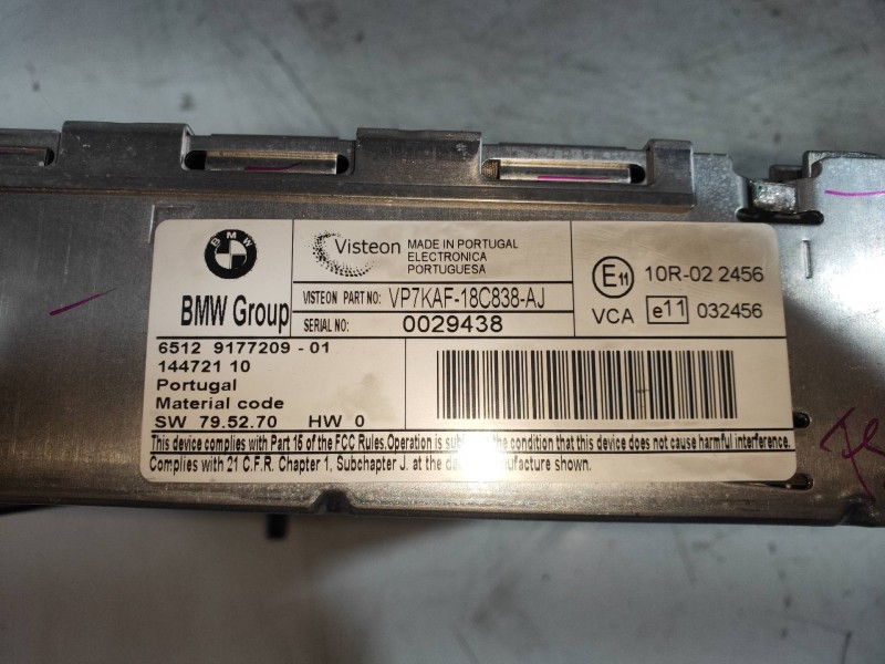Recambio de sistema audio / radio cd para bmw serie 3 coupe (e92) 320d referencia OEM IAM 65129177209 VP7KAF18C838AJ 