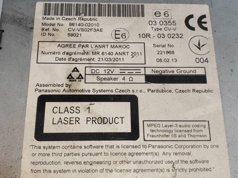 Recambio de sistema navegacion gps para toyota auris 1.8 16v cat (híbrido) referencia OEM IAM 8614002010 CVVS02F3AE 