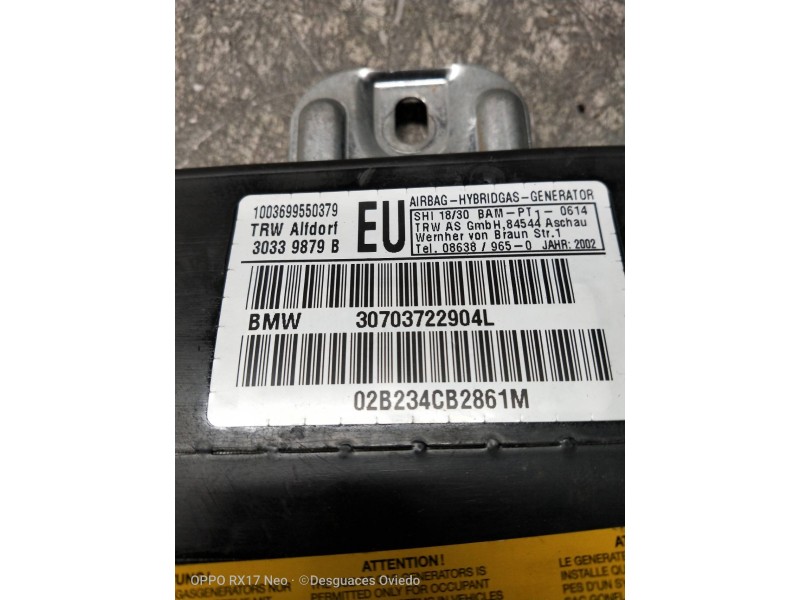 Recambio de airbag delantero izquierdo para bmw serie 3 berlina (e46) referencia OEM IAM 30703722904L 02B234CB2861M 