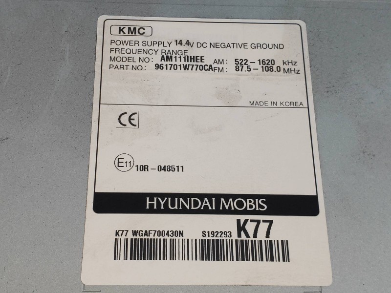 Recambio de sistema audio / radio cd para kia rio 1.2 cat referencia OEM IAM 961701W770 AM111IHEE 