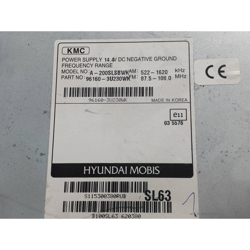 Recambio de sistema audio / radio cd para kia sportage concept 4x2 referencia OEM IAM 961603U230WH  