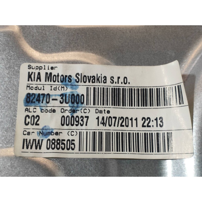 Recambio de elevalunas delantero izquierdo para kia sportage concept 4x2 referencia OEM IAM 824703U000  