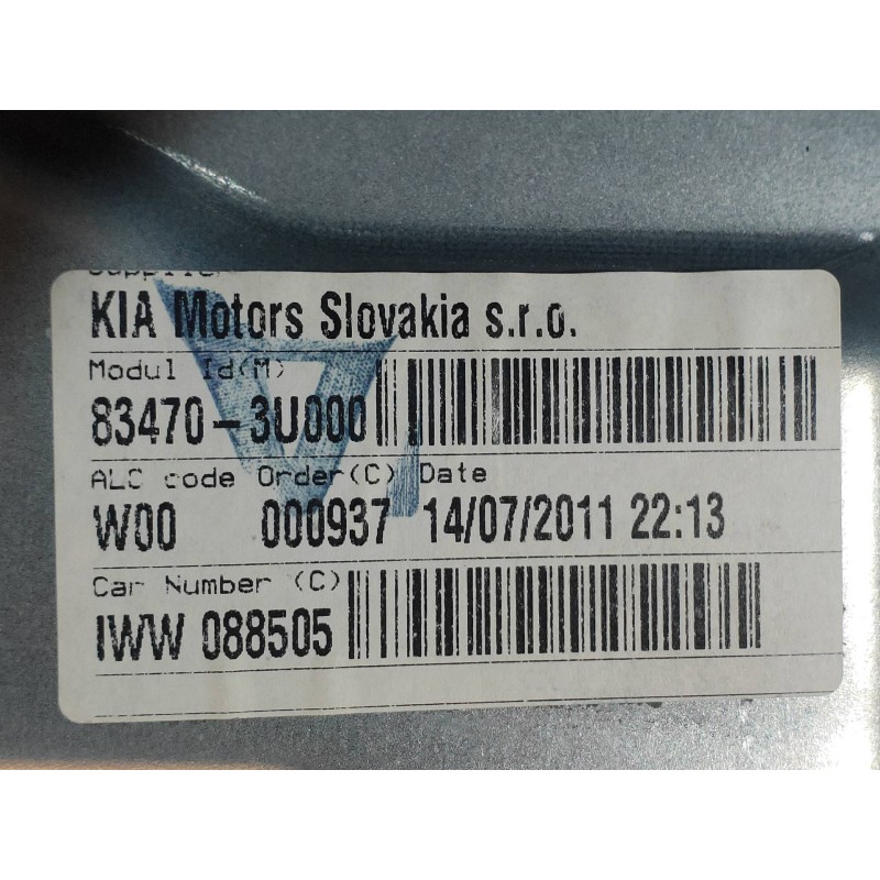 Recambio de elevalunas trasero izquierdo para kia sportage concept 4x2 referencia OEM IAM 834703U000  