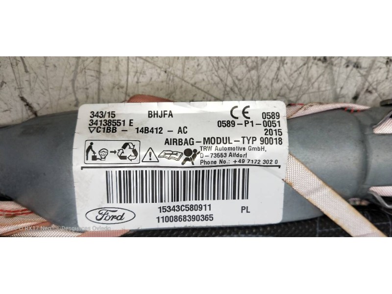 Recambio de airbag cortina delantero izquierdo para ford fiesta (ccn) trend referencia OEM IAM C1BB14B412AC  