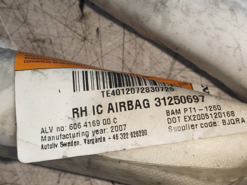 Recambio de airbag cortina delantero derecho para volvo v70 familiar kinetic referencia OEM IAM 31250697  